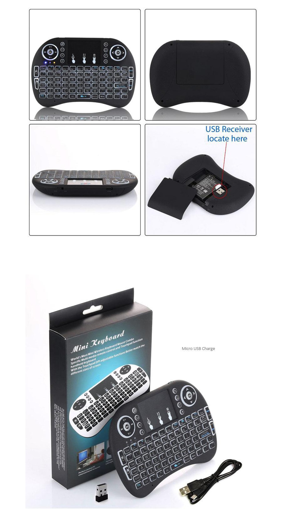 mini teclado localización adaptador usb